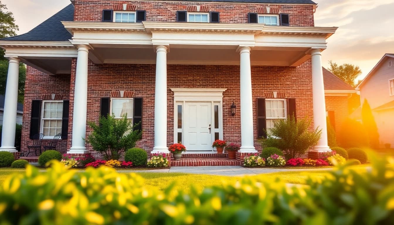Beautiful colonial home renovation featuring classic architecture and inviting landscaping.