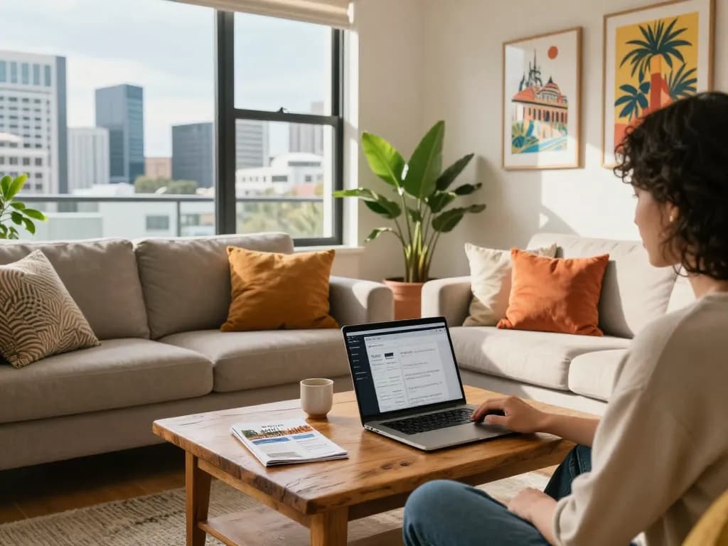 Airbnb management Brisbane with inviting living space showcasing hospitality elements for hosts and guests