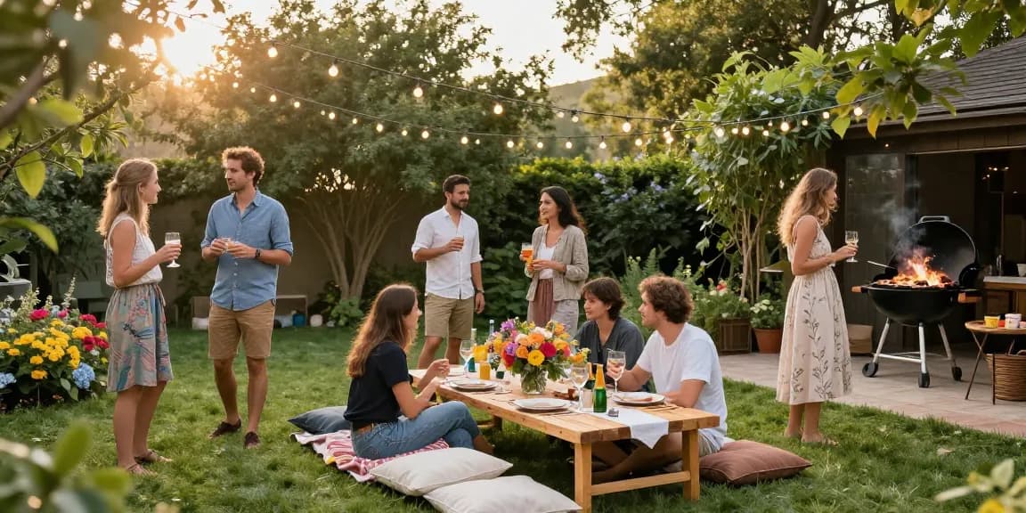 Engaging outdoor garden party setup showcasing entertaining blogs with vibrant decorations and joyful atmosphere.