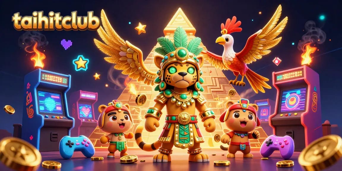 Experience the thrill of taihitclub with a stunning 3D scene featuring Mayan characters and dynamic gaming elements.