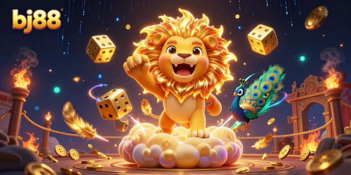 Experience the excitement of bj88 with a dynamic 3D illustration reflecting thrilling casino action and vibrant game elements.