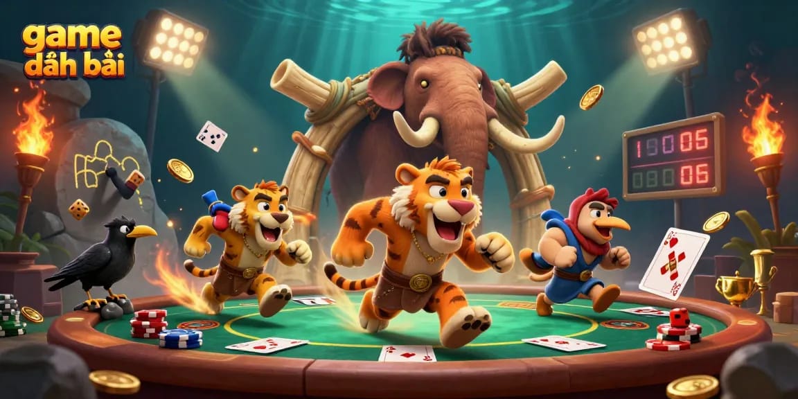 Experience the excitement of game đánh bài with dynamic poker action and vibrant 3D visuals.