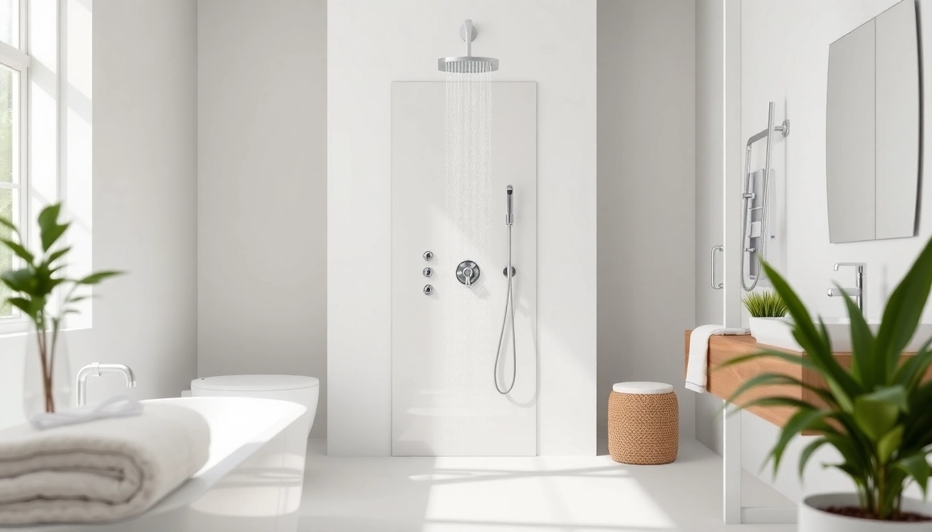 Showcasing Sunny Shower USA Inc's modern shower design in a stylish bathroom setting.