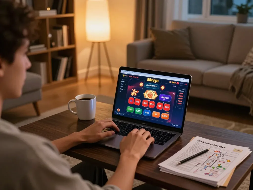 Engaging in responsible online gambling at 88vvgo from a cozy home setup.