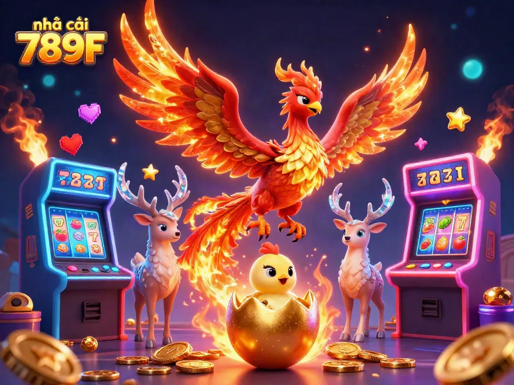 Engage with the vibrant world of nhà cái 789F as colorful gambling elements soar with a phoenix and stag.