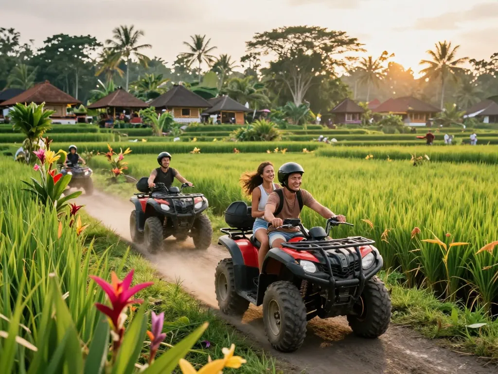 Experience the best Bali tour packages with ATV adventures through lush landscapes.
