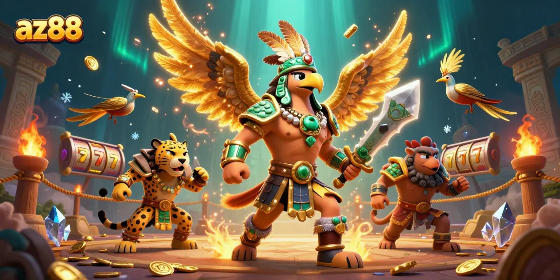 Experience top-tier gameplay at az88 with immersive 3D casino warriors celebrating victories.