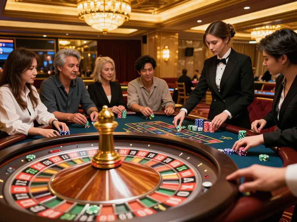 Excited players engaging in a thrilling roulette game at 88xeng casino.