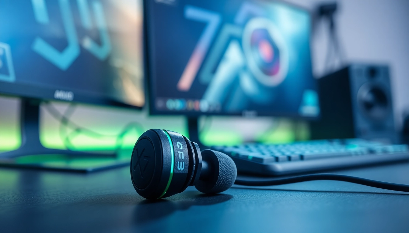 PRO60 Gaming Earbuds showcased in a dynamic gaming environment for immersive audio experience.