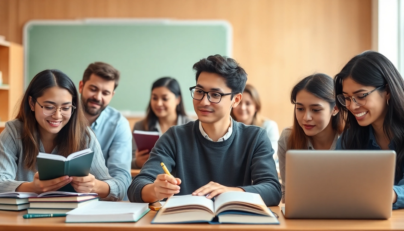 Pay someone to take toefl in a vibrant study setting with focused students collaborating.