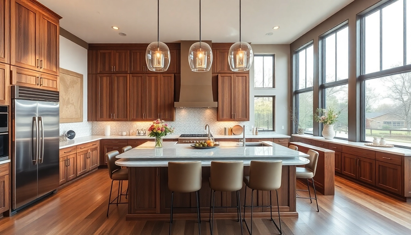 Luxury home remodel Austin featuring elegant kitchen design with modern appliances and rich cabinetry.