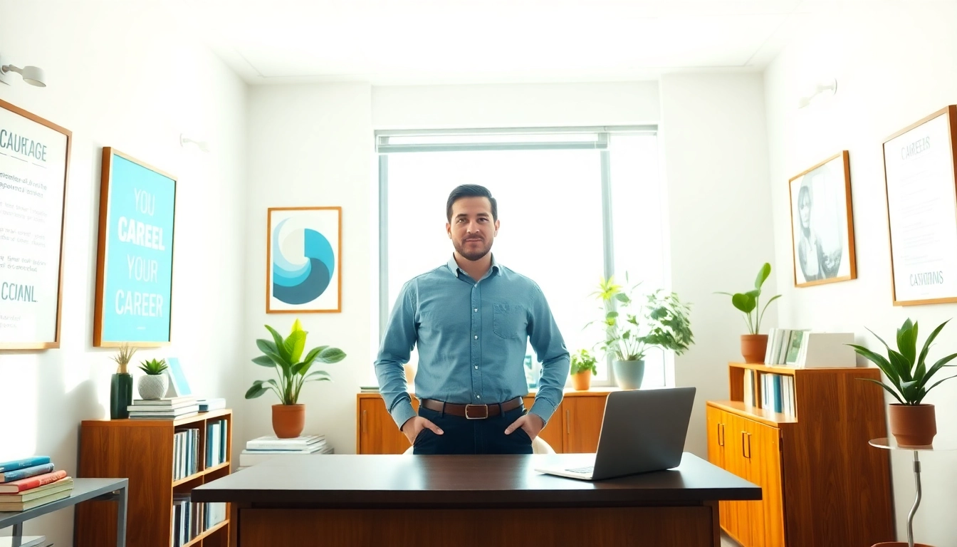 Showcasing an engaging career counselor aiding individuals in achieving their Ideal career.