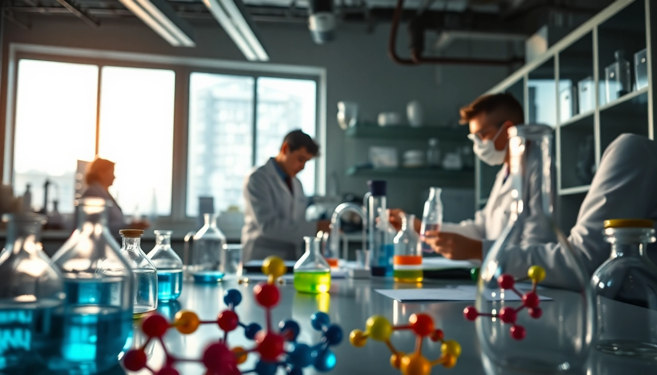 View of scientists conducting research at https://hydroresearchpeptides.com/ with advanced lab equipment.