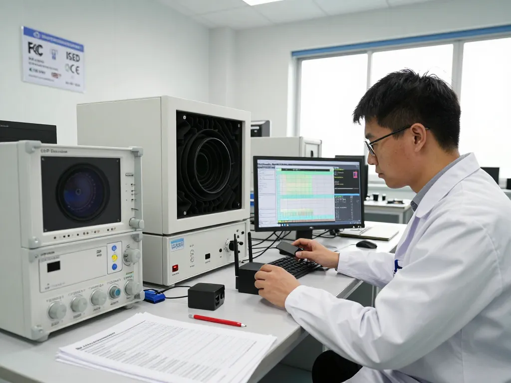 EMC and RF testing lab engineer ensuring global market access for wireless devices with advanced technology.