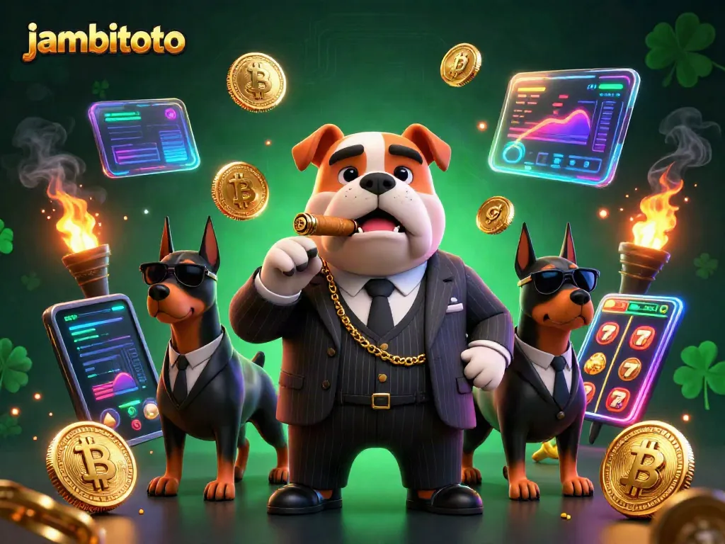 Play and win big at jambitoto with lively casino characters and slot elements featured in a vibrant scene.
