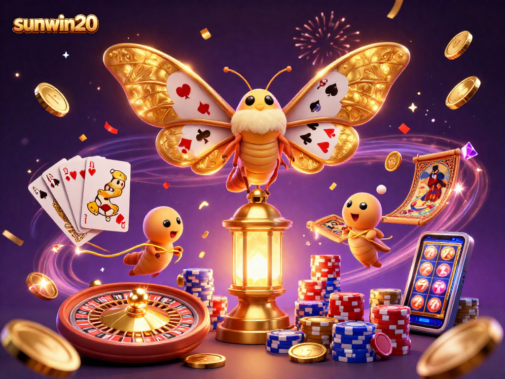 Experience thrilling winnings with sunwin20 in a vibrant 3D casino scene featuring colorful game elements.