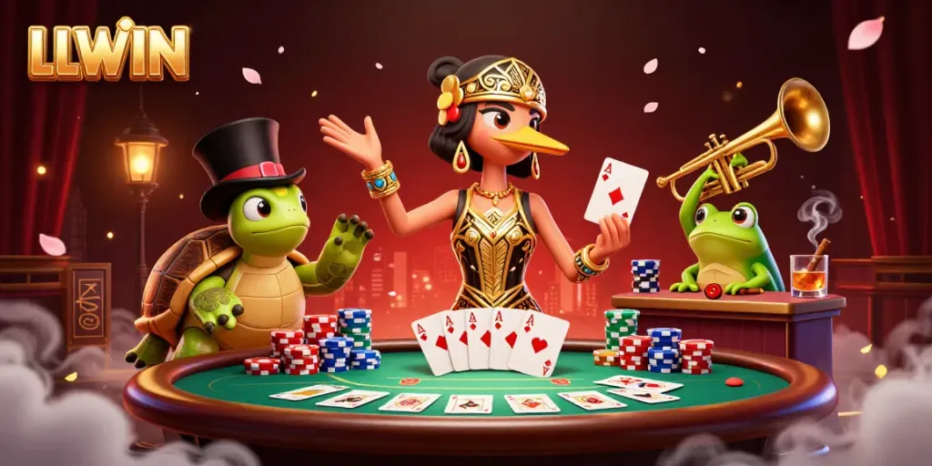 Join the excitement at LLWIN with vibrant characters and lively casino atmosphere
