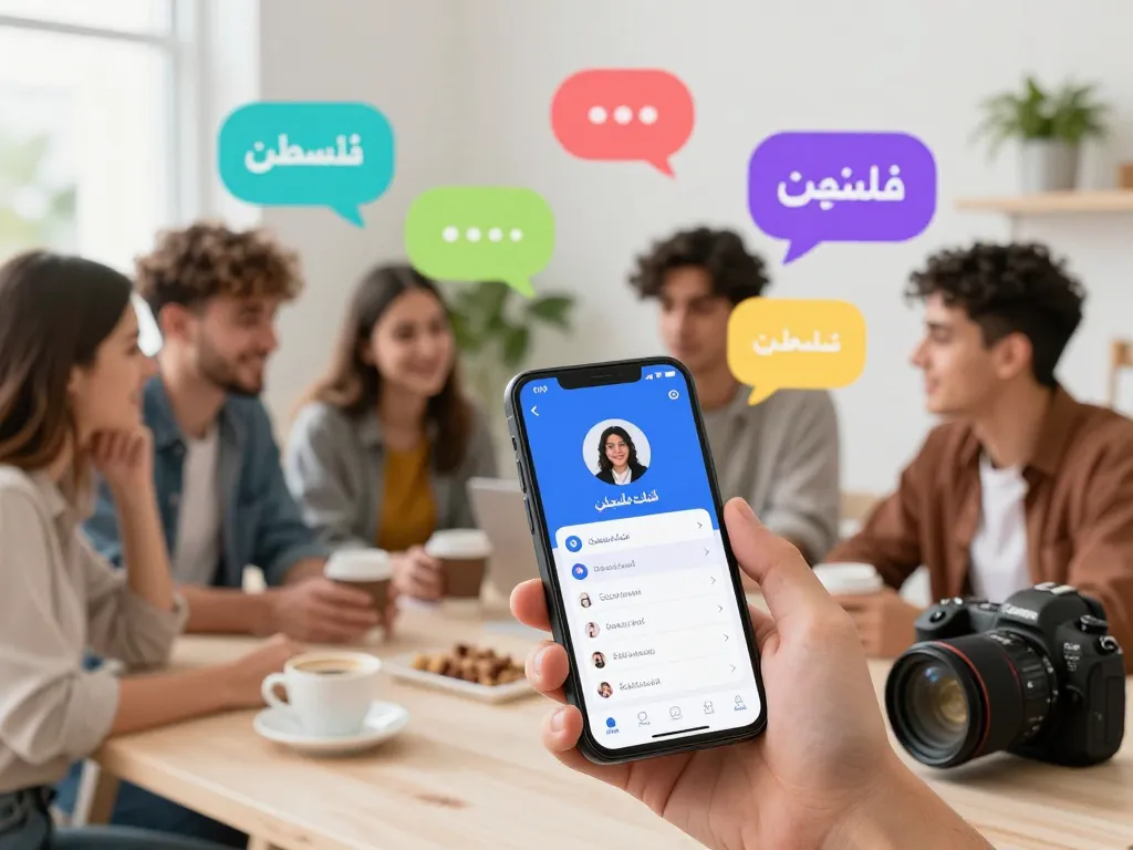 Engaging online interaction on شات فلسطين app among young Palestinians.