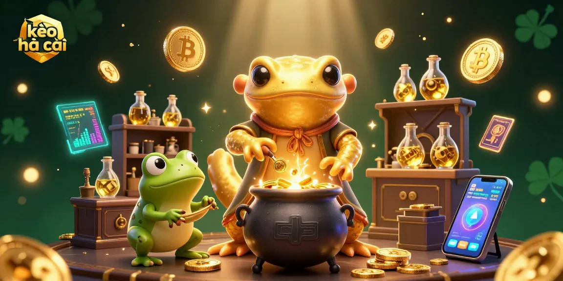 Engage with kèo nhà cái through an elaborate 3D casino scene featuring alchemical elements.