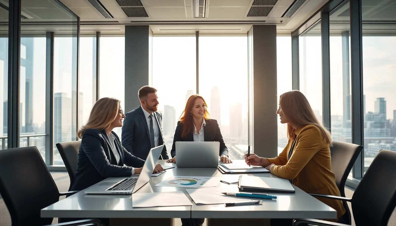 Elevate your strategy with Quickplus Business Consultants collaborating in a modern space.