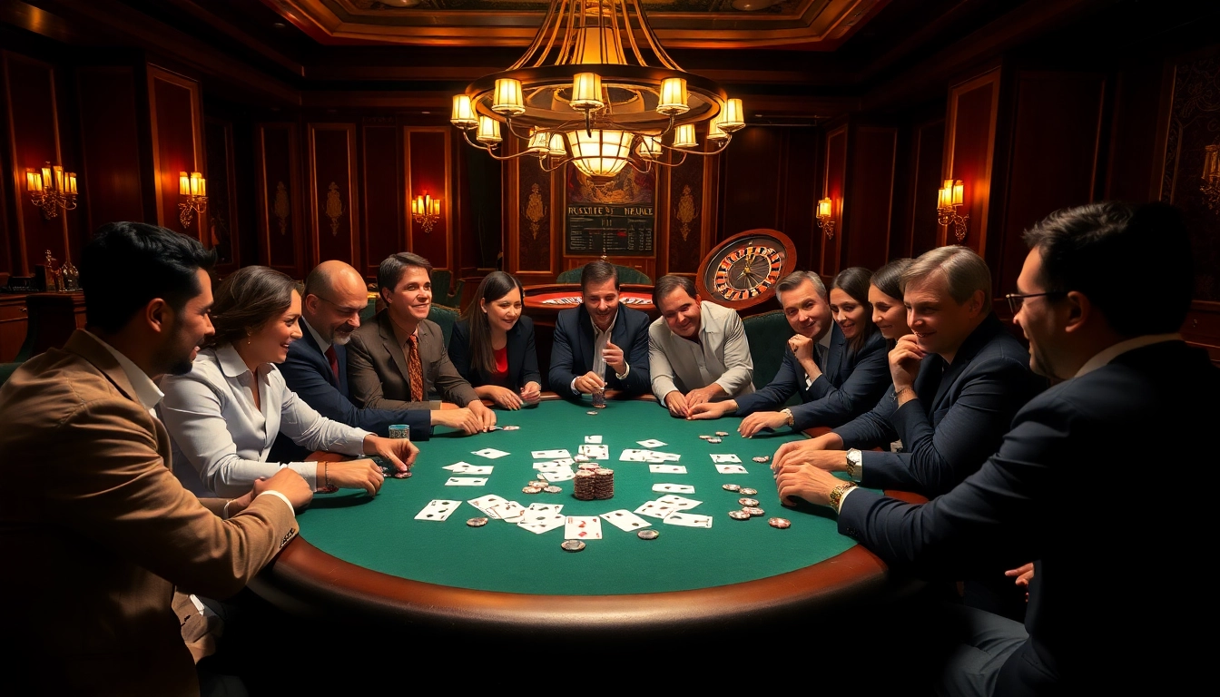 Players strategizing at a poker table with cards and chips, inspired by https://f168.tools/ for engaging betting.