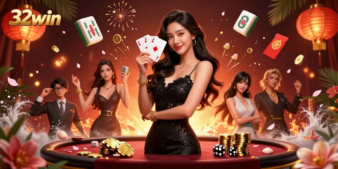 Experience thrilling wins with 32win at a vibrant casino, featuring stylish characters and dynamic game elements.