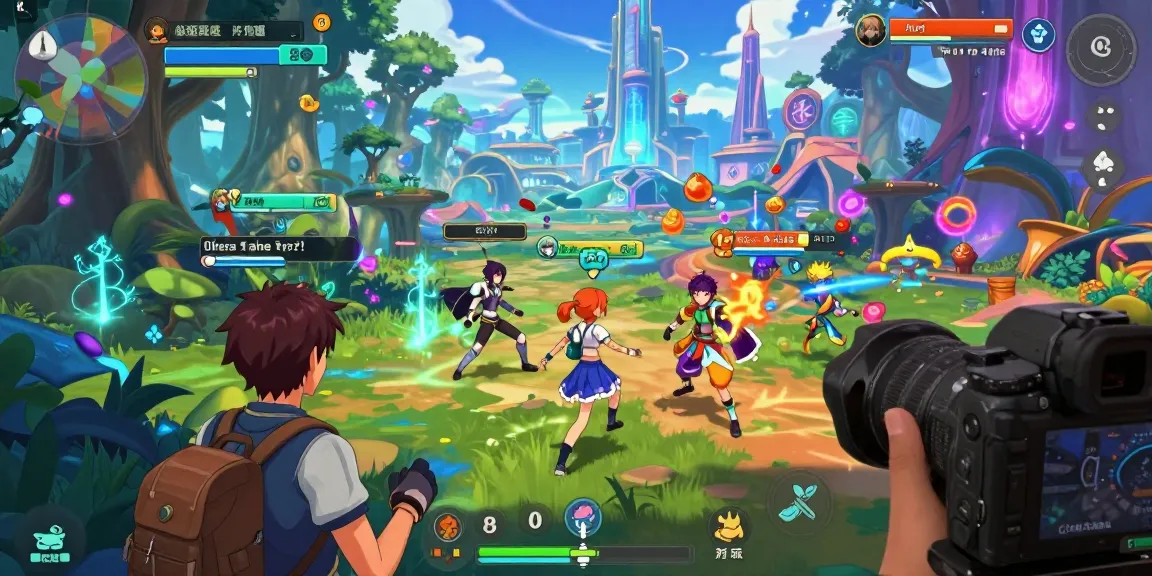Engaging hentaigame scene with diverse characters exploring a vibrant fantasy environment, showcasing animated action and immersive gameplay.