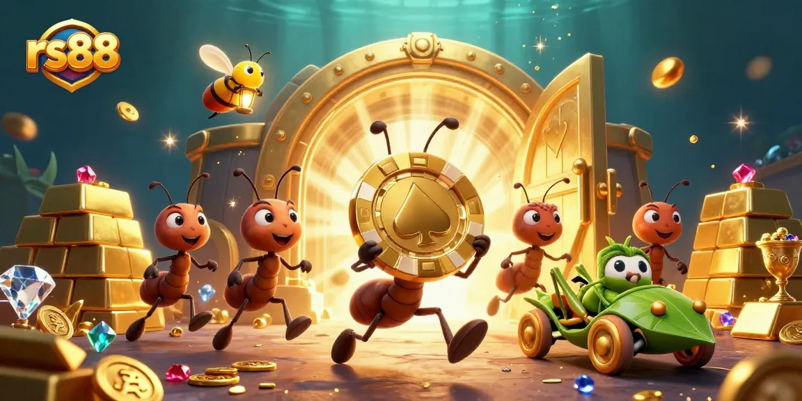 Experience the thrilling adventure at rs88 as playful ants steal a massive poker chip in an exhilarating casino heist.