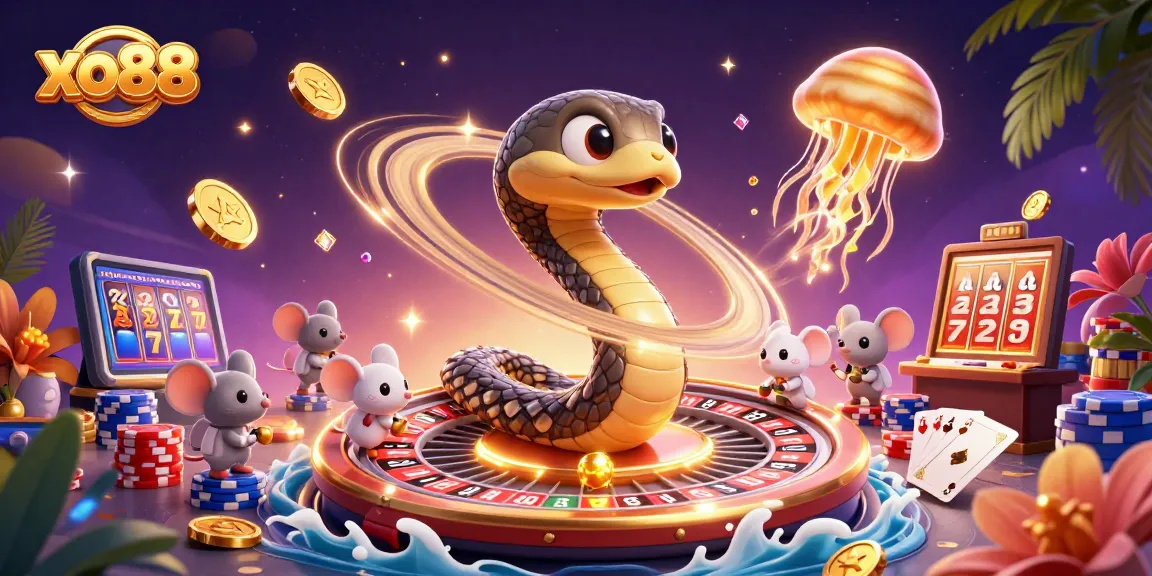 Experience thrilling bets with xo88 in a cosmic casino scene featuring unique characters.
