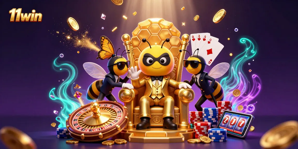 Engage with thrilling fun at 11win with a vibrant casino scene featuring unique characters.